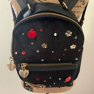 Betsey Johnson Heart Velvet Backpack